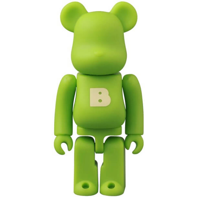 100 % 'B' Green Basic Bearbrick by Medicom