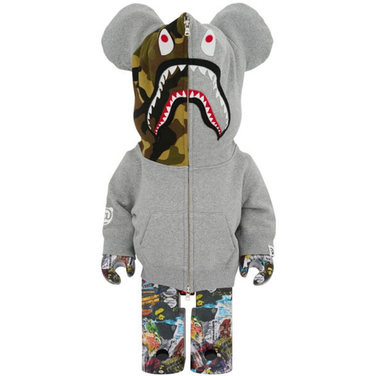 1000% Gray Legacy Camo BAPE Shark Be@rbrick by BAPE (A Bathing Ape)