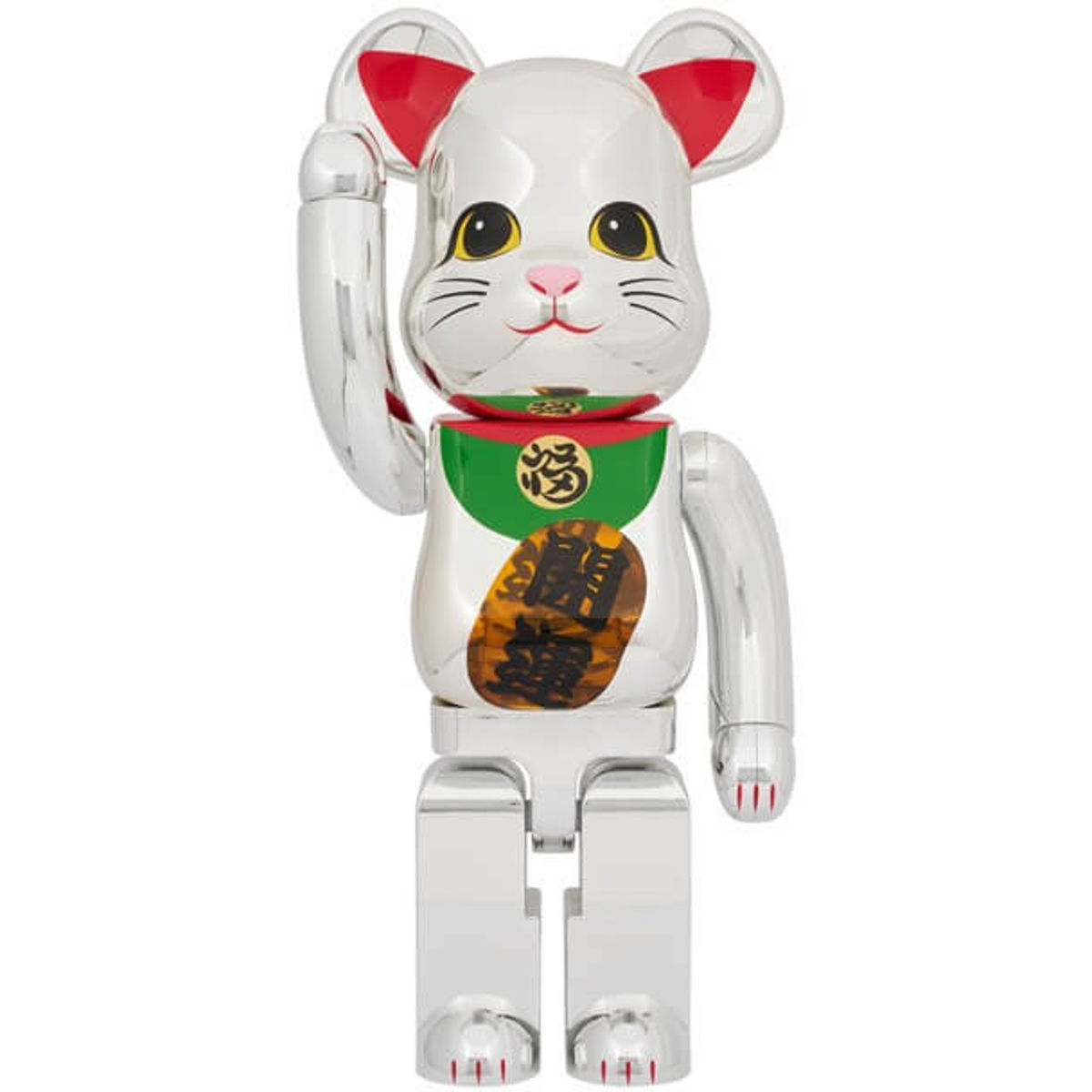 1000% Lucky Cat Silver Plated Luminous Bearbrick