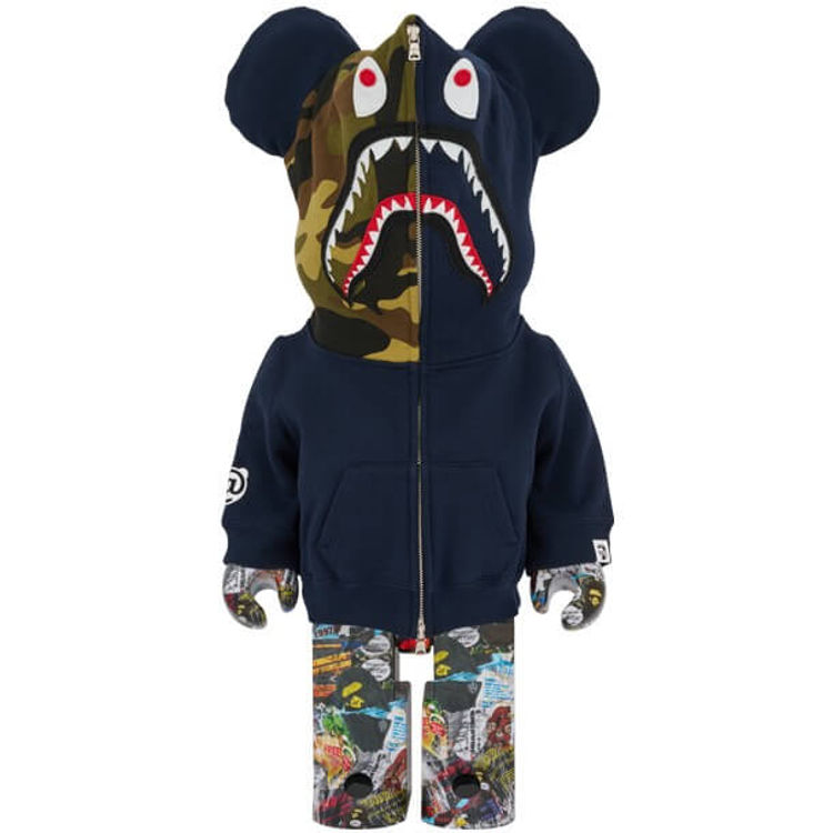 1000% Navy Legacy Camo BAPE Shark Be@rbrick by BAPE (A Bathing Ape)
