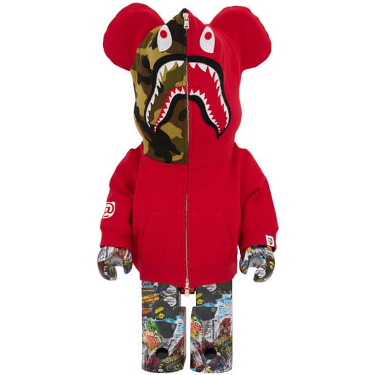 1000% Red Legacy Camo BAPE Shark Be@rbrick