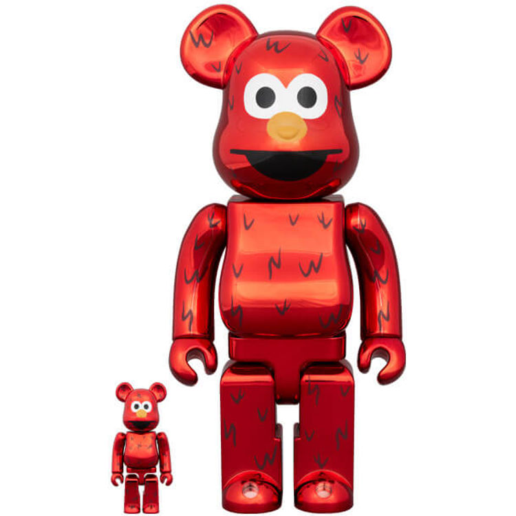 100% + 400% Chrome Elmo : Sesame Street  Be@rbrick (Set) by Jim Henson