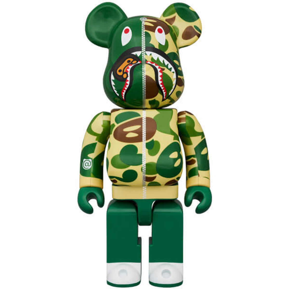 100% + 400% Green Baby Milo Camo Shark BAPE Be@rbrick (Set)