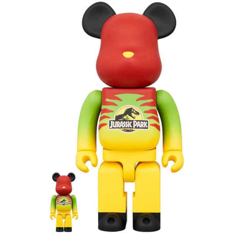 100% + 400% Green & Yellow Jurassic Park Be@rbrick (Set) by Universal Pictures