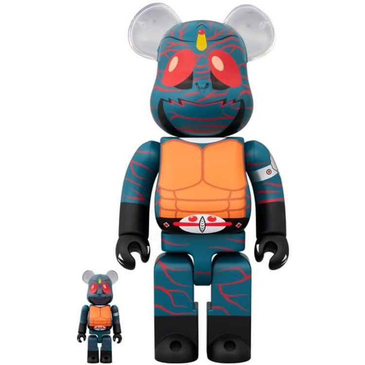 100% + 400% Kamen Rider Amazon  Bearbrick (Set) by Shotaro Ishinomori