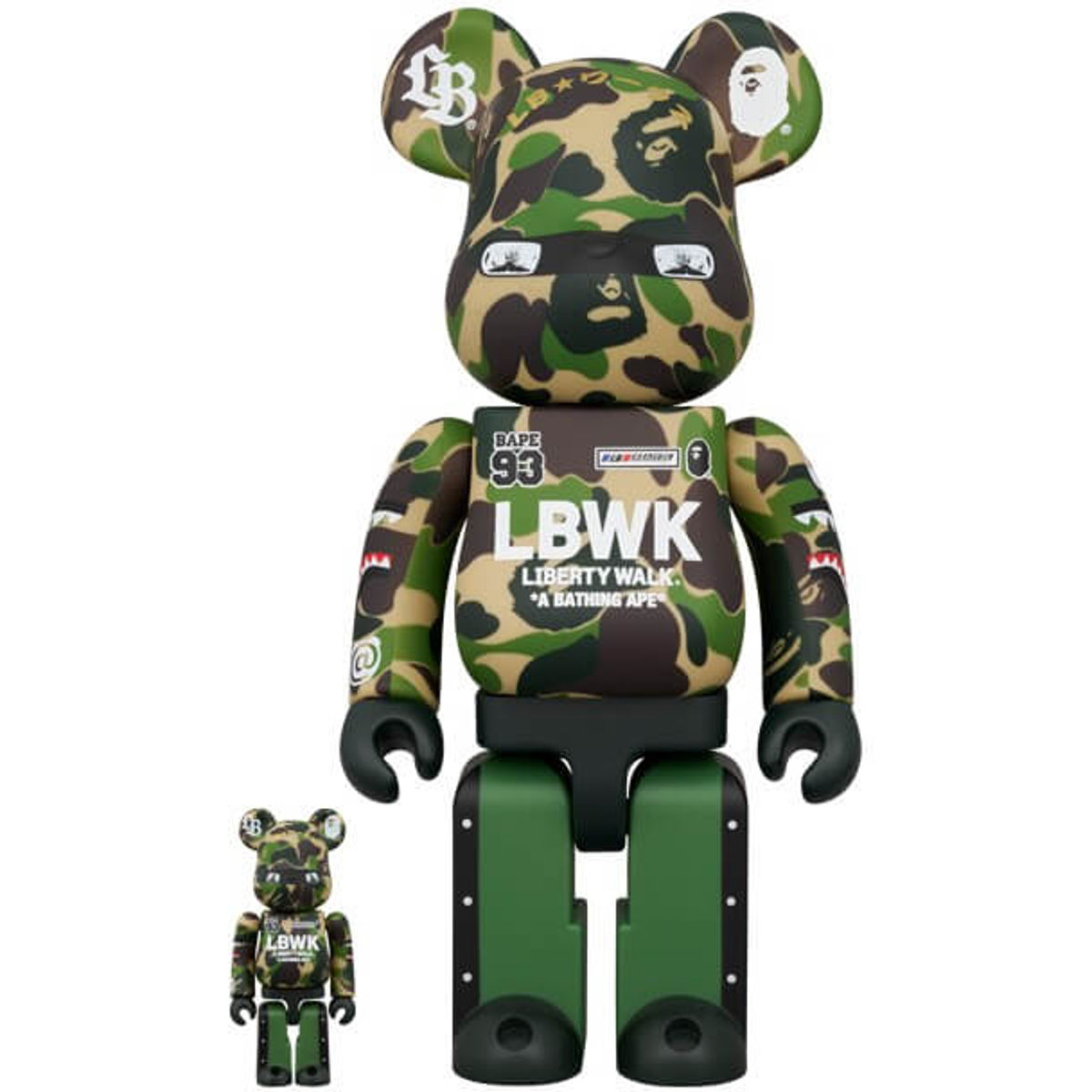 100% + 400% LBWK x BAPE Camo Bearbrick