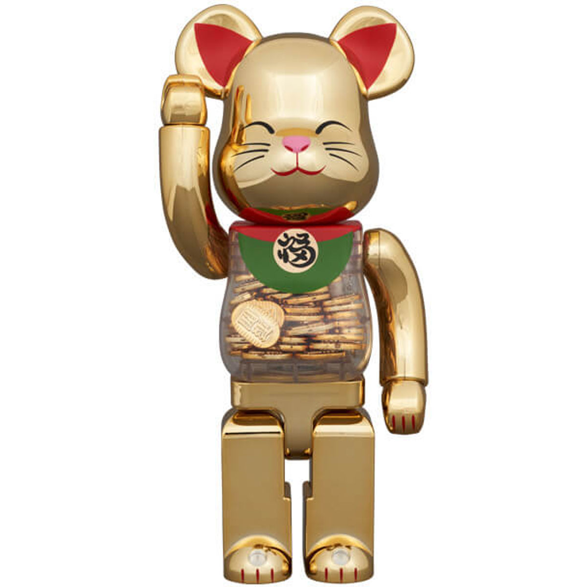 100% + 400% Oval Good Luck Gold Plating Lucky Cat Bearbrick (Set)
