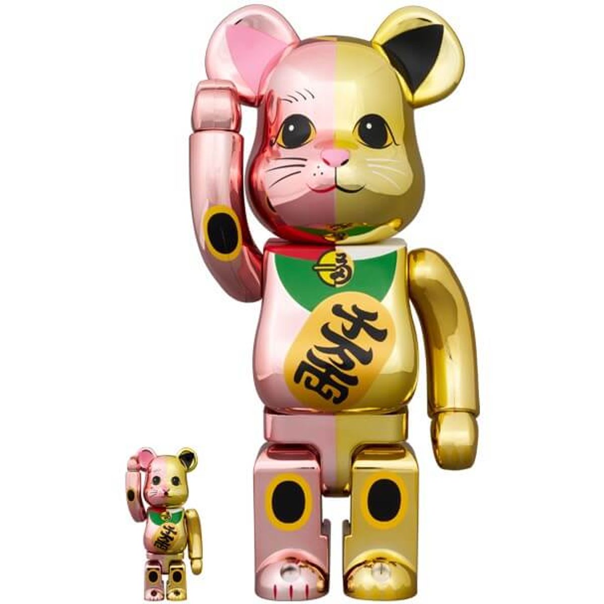 100% + 400% Senmanryo Pink Gold Plated x Gold Plated Bearbrick (Set)