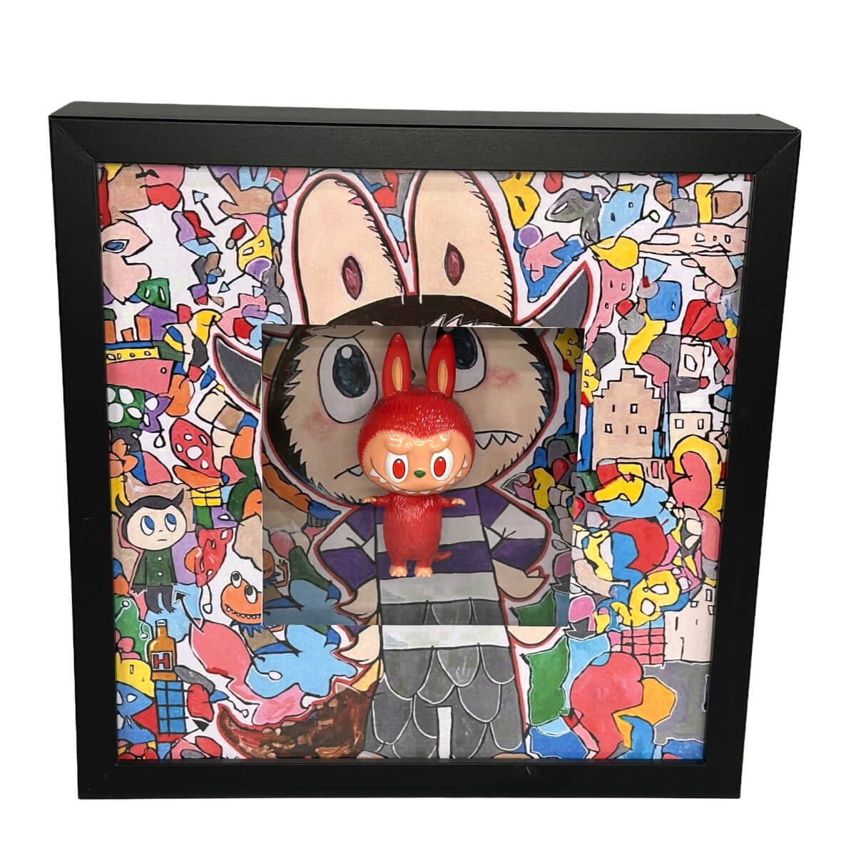 3D Labubu shadow box frame Red