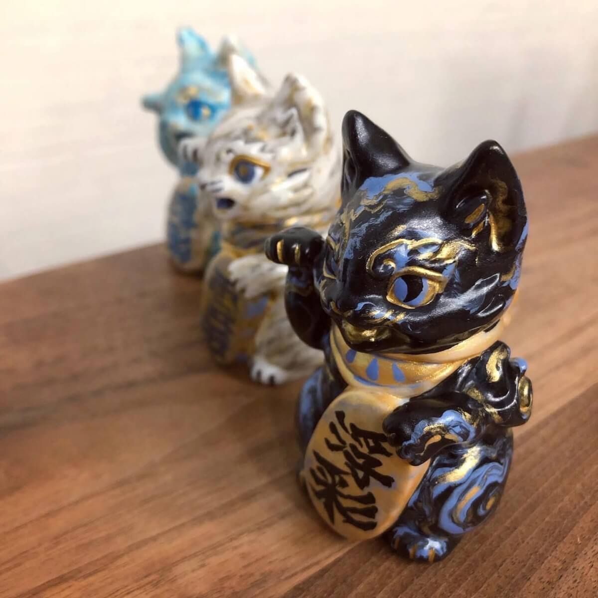 Black Marbled Bake Lucky Cat