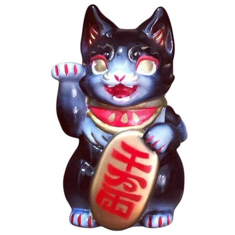 Black & White Bake Lucky Cat by Genkosha