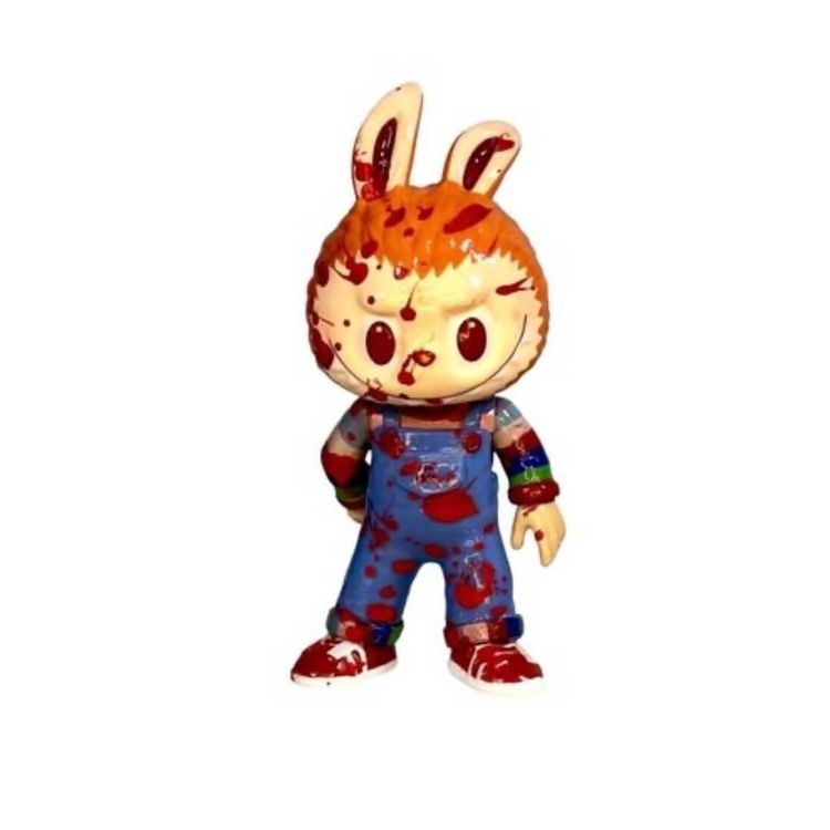 Bloody Labubu Chucky Mashup figure by Teeewizzle (Thad Wilkes)