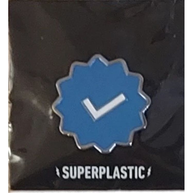 Blue Checkmark Pin by Superplastic