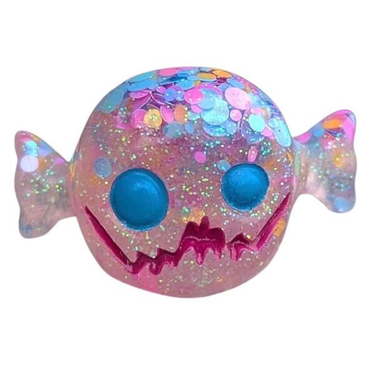 Confetti Sparkle and Glitter/Blue Eyes and Pink Mouth Rotty Candy 