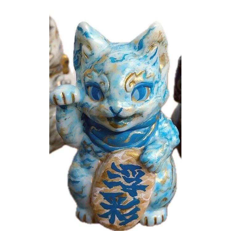 Blue Marbled Bake Lucky Cat by Genkosha