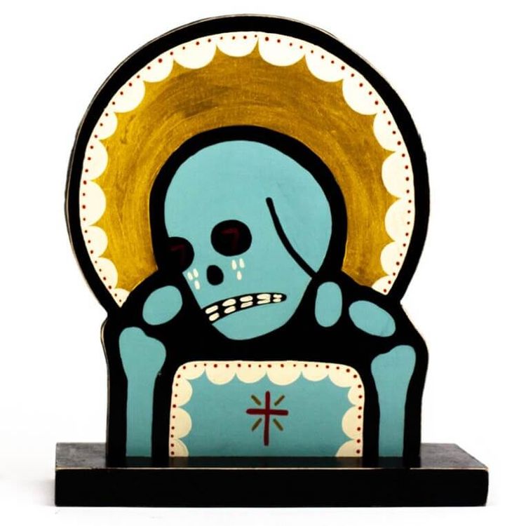 Blue Skeleton With Halo by Mike Egan
