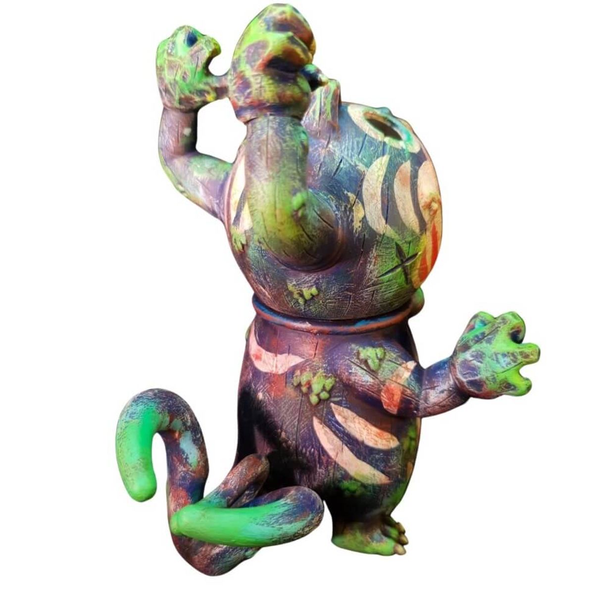 Blue Wooden Daruma UnderNeko