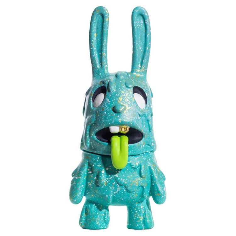 Blue and Gold Splatter Zombie Bunny by Fetch for Donuts (Aleana Soto)