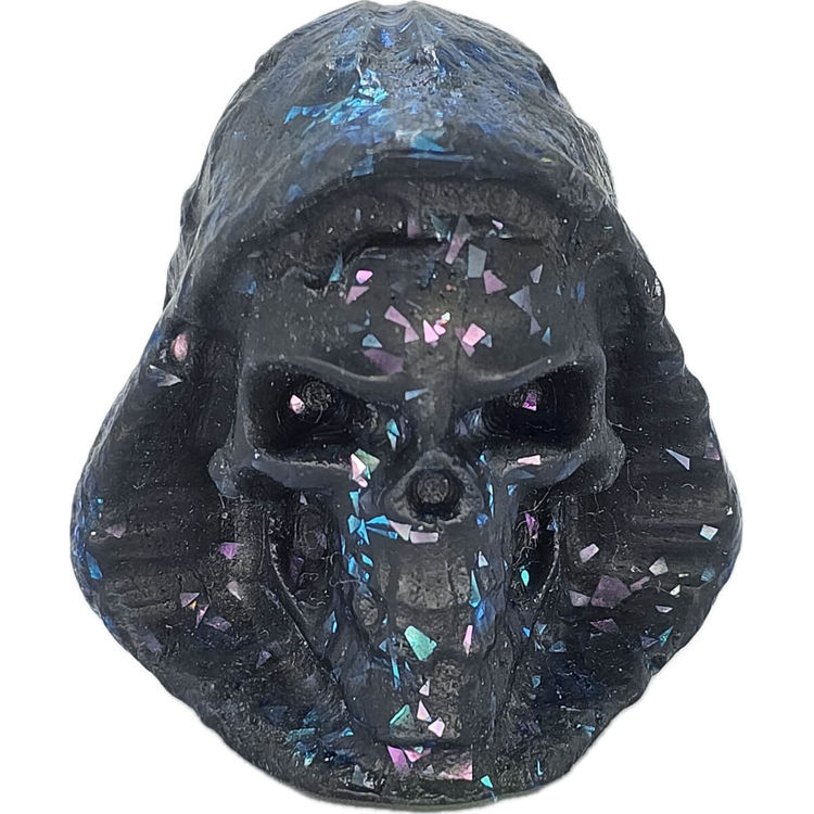 Blue to Pink Chameleon Chunks - Hooded Skull by Glow Man Dan