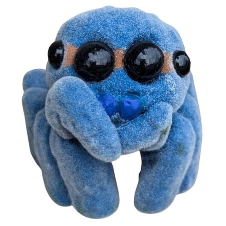 Bottle Blue Flocked Spiderling  by Hazel Owlery