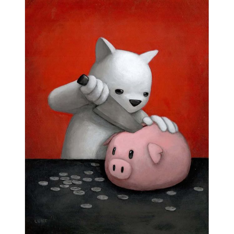 Broke Piggy (Piggy Bank) Print by Luke Chueh