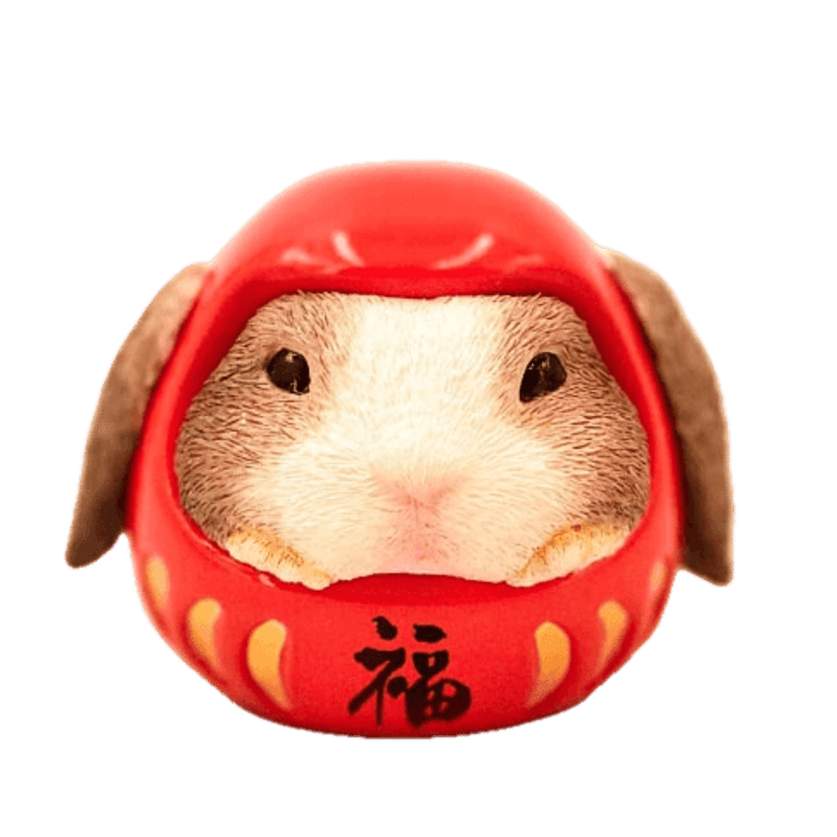 Rabbit Daruma (Red/Brown)