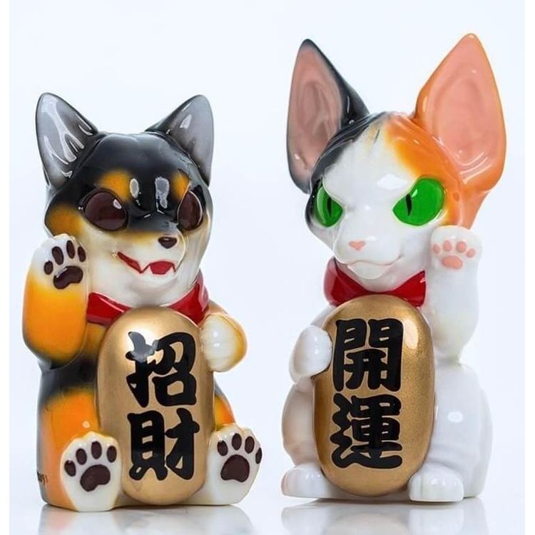 Calico Cat & Black Shiba by KuroBlood
