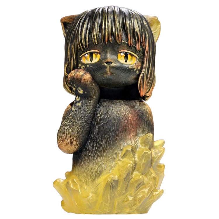 Cat Girl Sculpture Golden Black by Yoyo Yeung