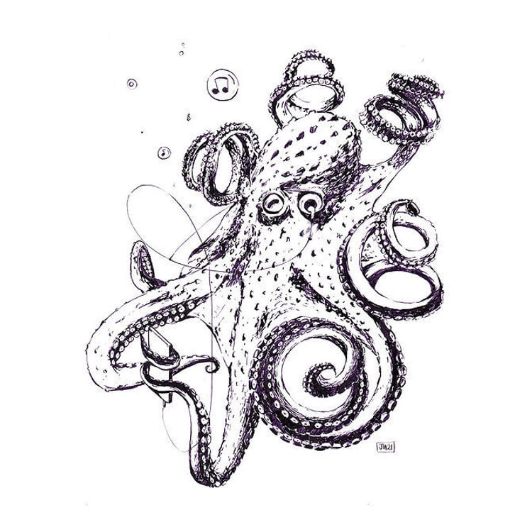 Cephalopod Ipod  by Joyce Rainbow