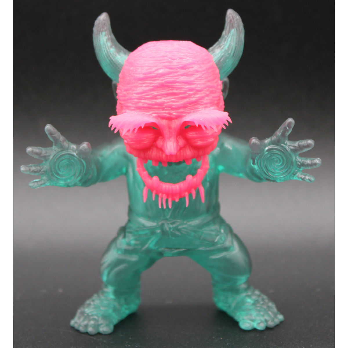 Clear Aqua Blue Jiujitsu Yōkai with Florescent Pink Old Man River Mask