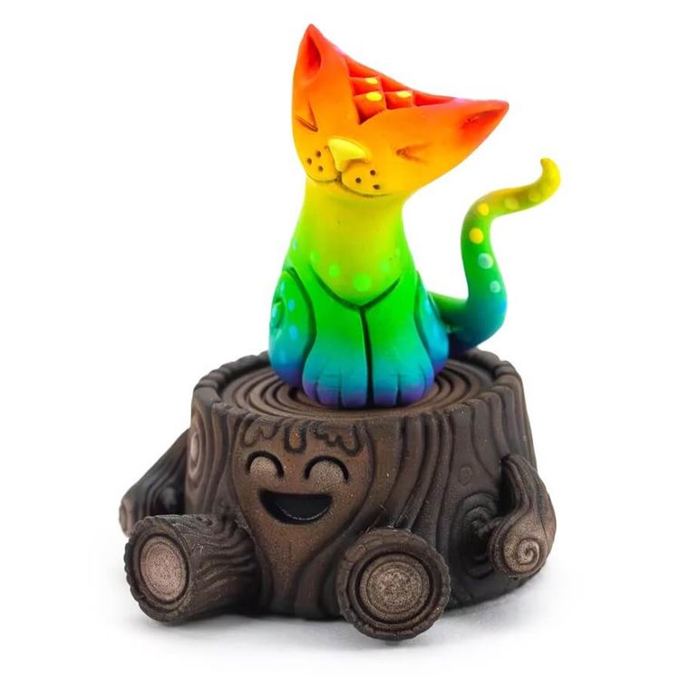 Cosmic Cat and Tree Stump by Miss Muju