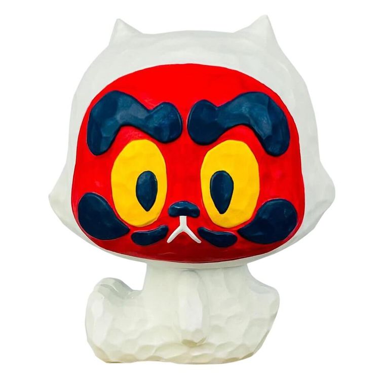 Daruma Neko Sama White Sitting by Michael Chuah