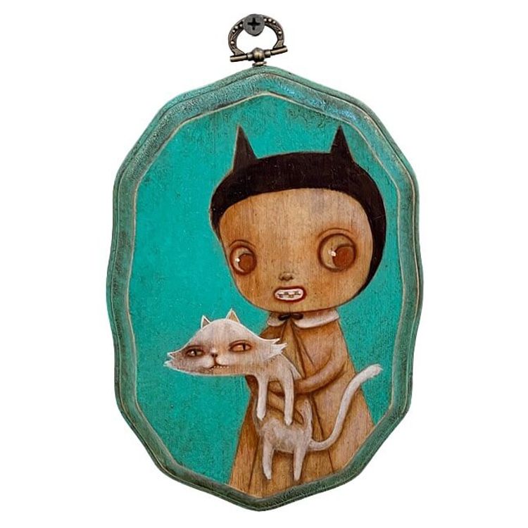 Devil Boy with Cat by Kathie Olivas