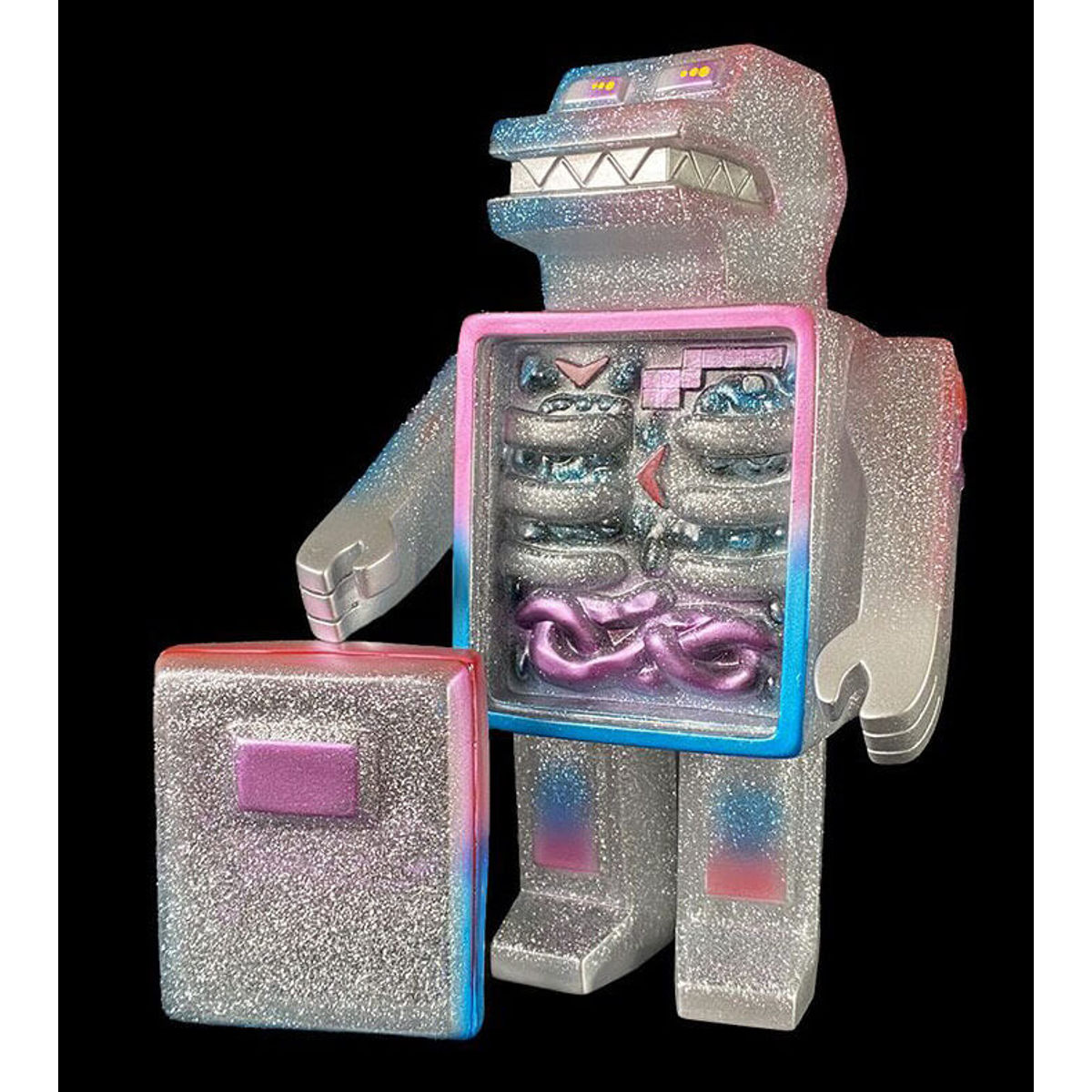 Dino Bytes Silver Glitter Pink Blue