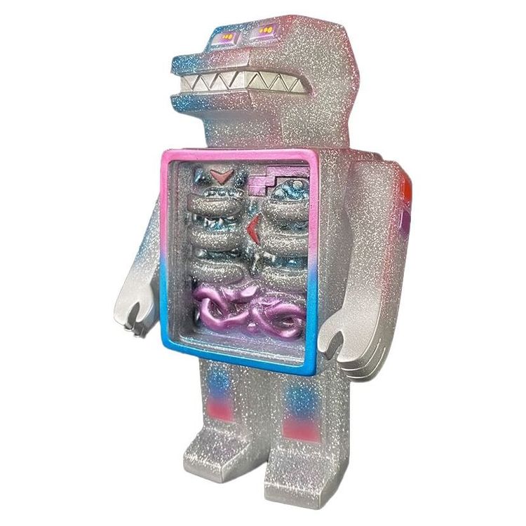 Dino Bytes Silver Glitter Pink Blue by Joseph Harmon