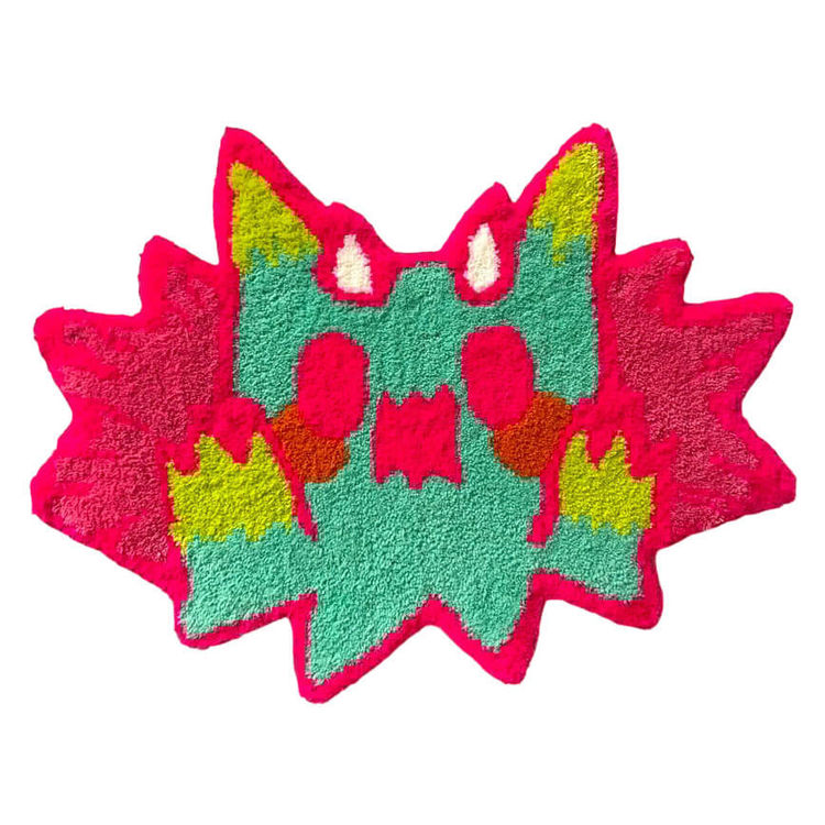 Dino Cat Handmade Mini Rug by Rato Kim