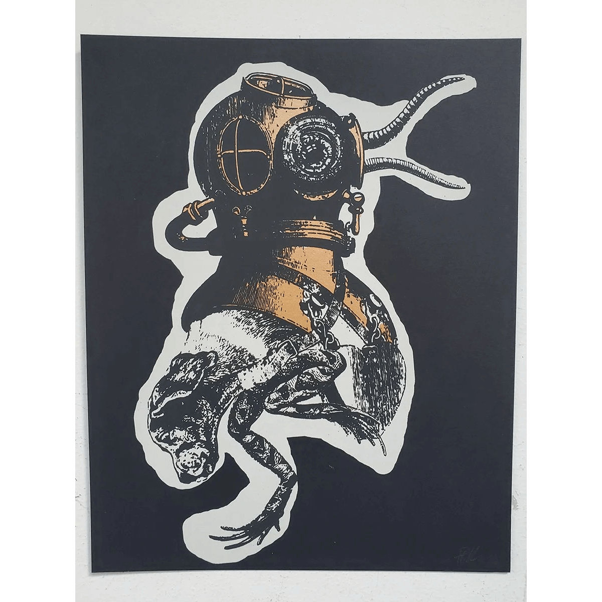 Diver Dog 8x10 (Black Paper)