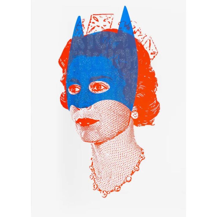 Elizabeth Blue, Red, Glitter A2 by Heath Kane