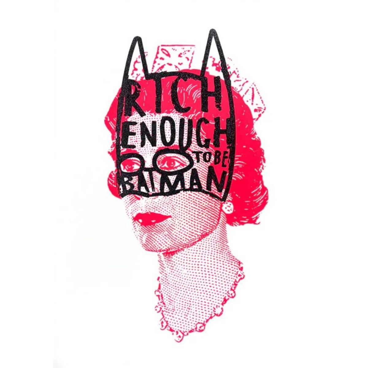 Elizabeth red with glitter hand drawn mask - A1