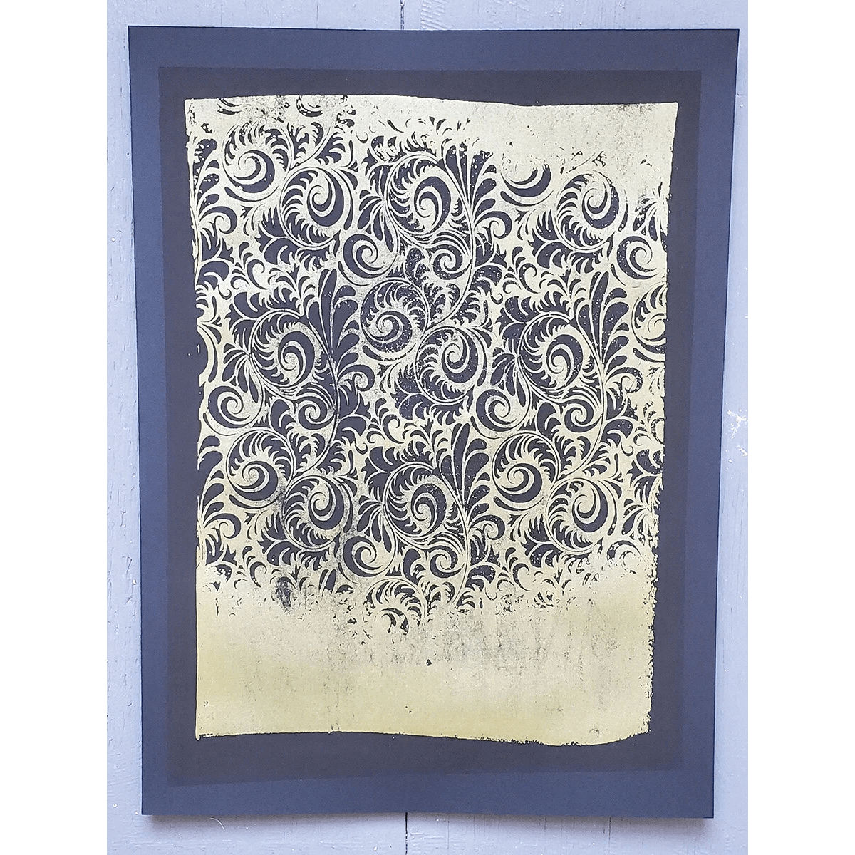 Florid Print  (Gold and Maroon on Black paper)