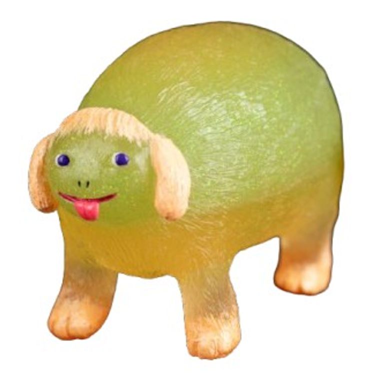 Funny Doggo – Yellow and green GID glitter by Grumble Toy (Ainsley Sturko)
