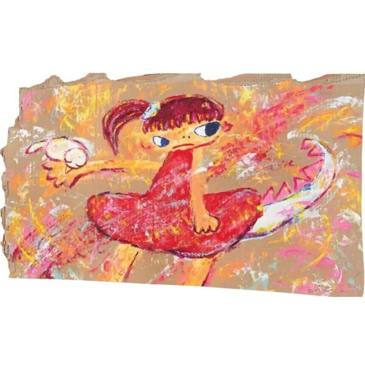 Girl in Red Dress and Dove by Ayako Rokkaku