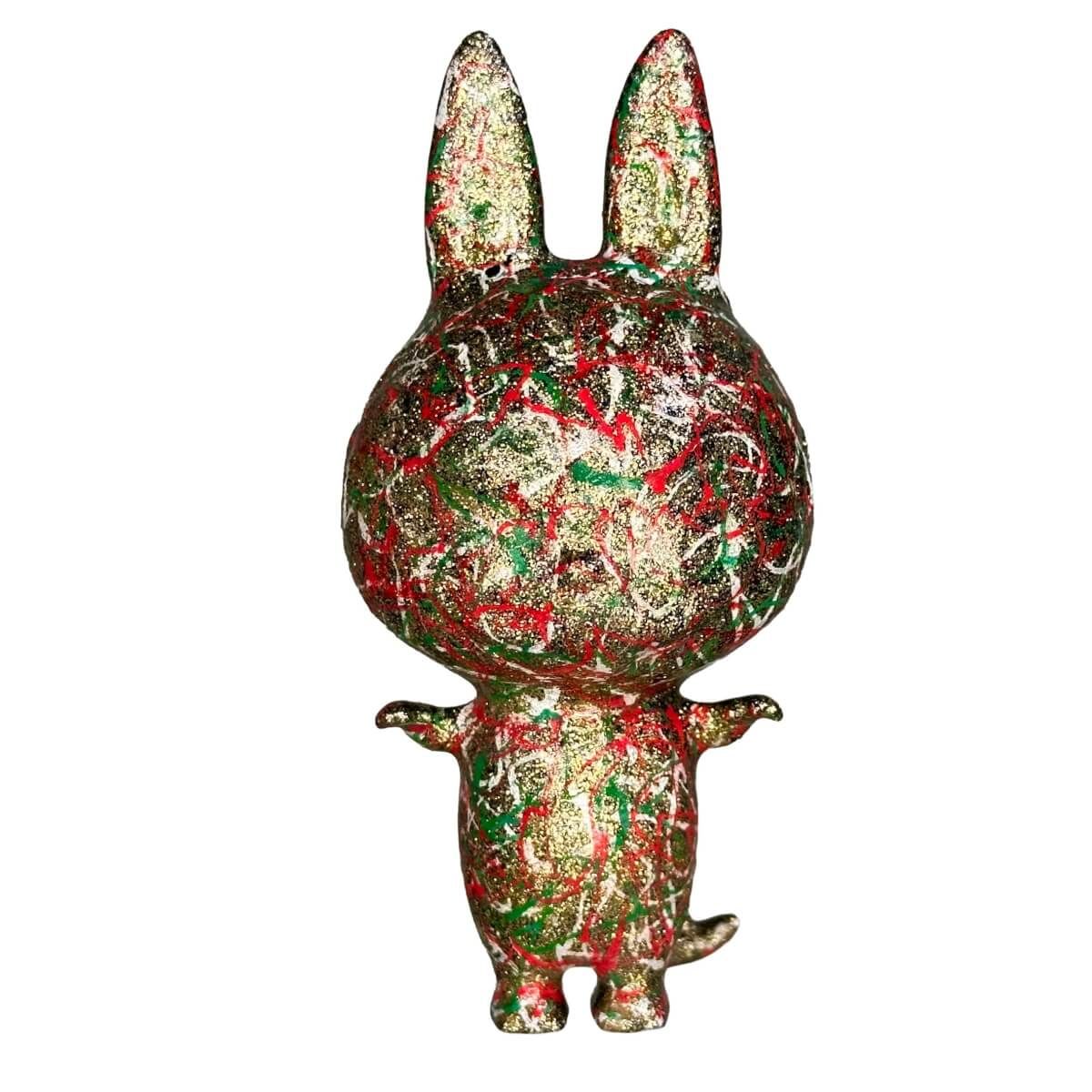 Artsy Labubu Gold Glitter Red/Green