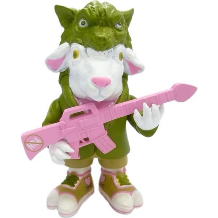 Green (Pink Gun) Fella Sheep by Ron English