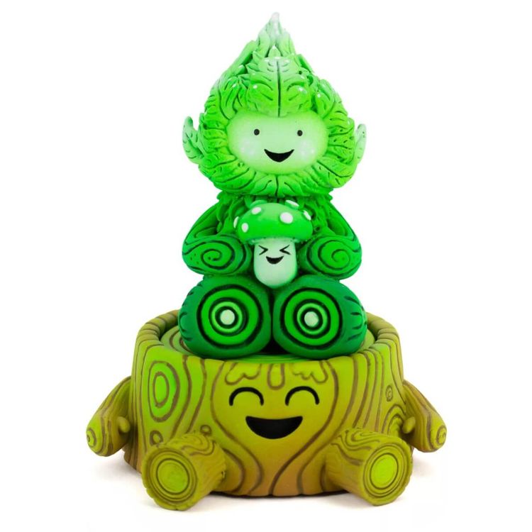 Green Leaf Spirit and Tree Stump by Miss Muju
