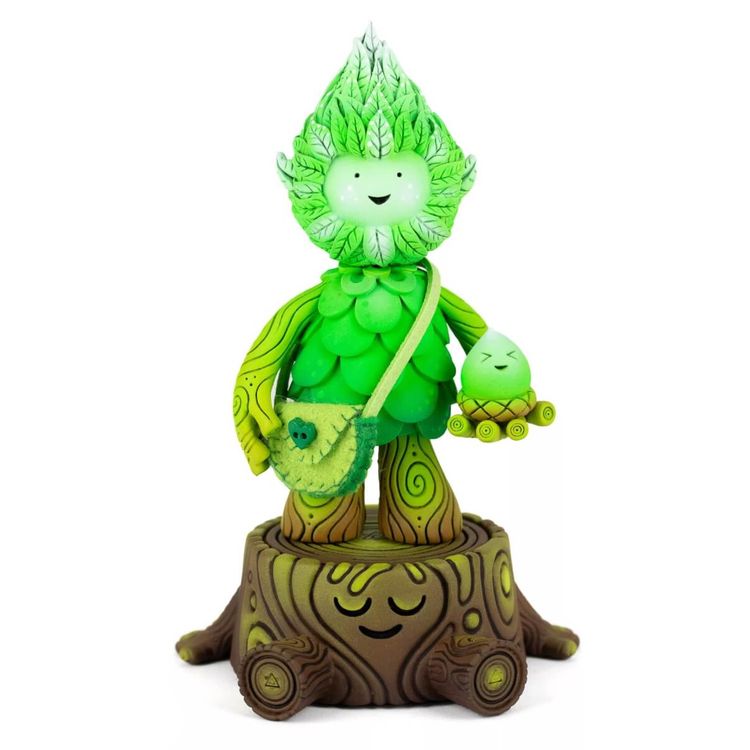 Green Tree Spirit, Magic Acorn and Tree Stump by Miss Muju