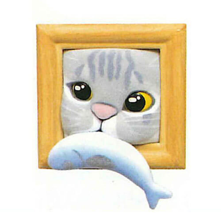 Grey Tabby Cat with Fish by Qualia