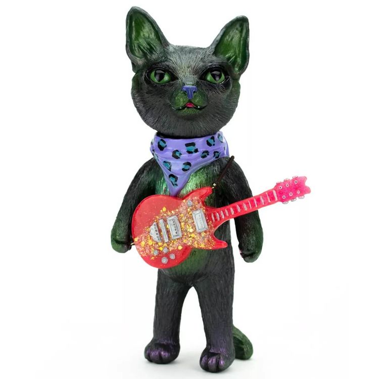 Guitar Cat – Punky Purple Bandana version by Grumble Toy (Ainsley Sturko)