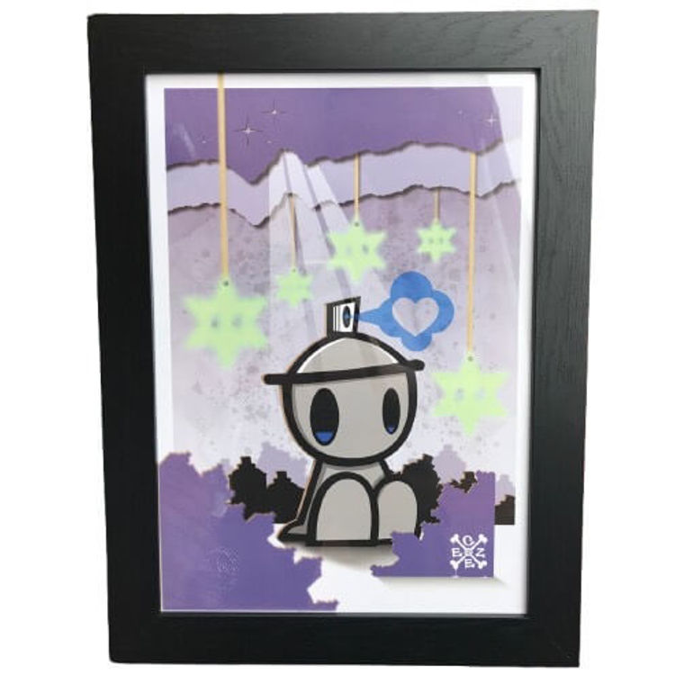 Hand-embellished GID show print with sticker by Czee