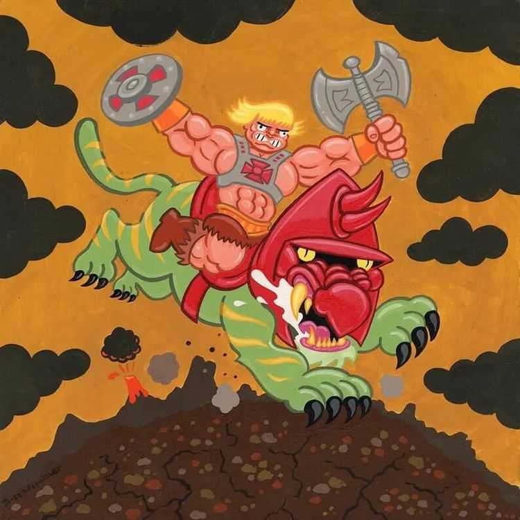 He-Man and Battle Cat Painting by Andy Stattmiller